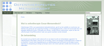 Oefentherapeuten, Cesar, Alkmaar, Methiusgracht, Joomla, CSS, SEO, xhtml, JavaScript, Design, Hosting, php, MySQL met: Joomla CMS voor Oefentherapeuten