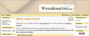 eCommerce, wenskaarten, osCommerce, webwinkel, layout, template, webdesign, photoshop, webshop met: Wenskaarten.nu